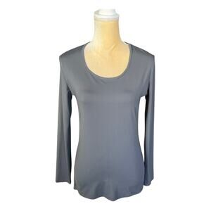 Adea Layering Top Shirt Gray Scoop Neck Long Sleeve Size 5 Large EUC